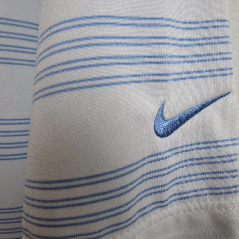 Nike‎ Golf Tour Performance Dri-Fit White with Blue Stripe S/S Polo Shirt 2XL